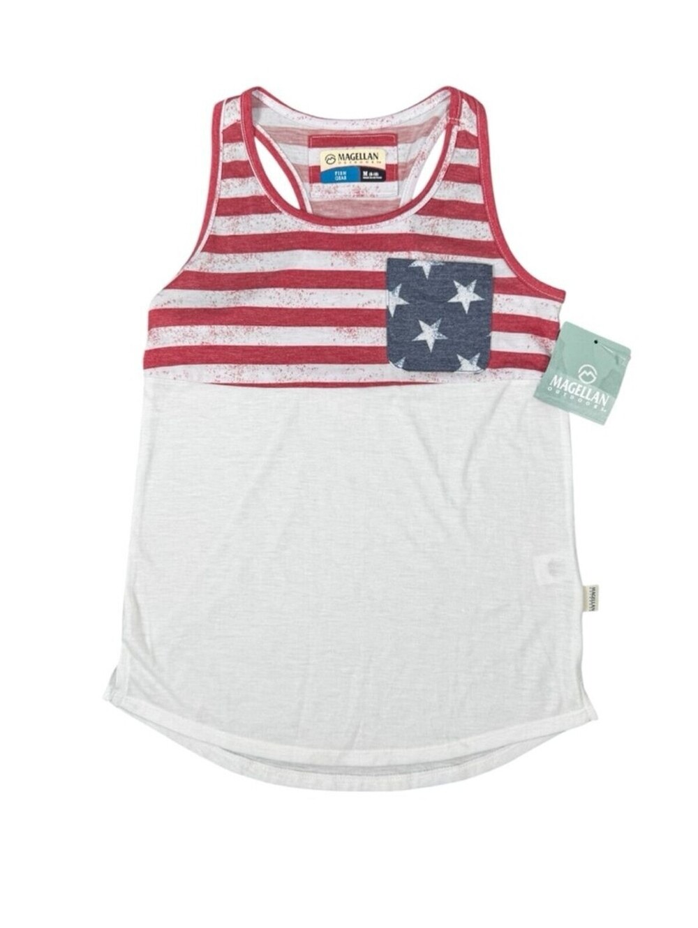 Magellan Outdoors Girls Patriotic Stars Stripes Tank Top NWT Medium White